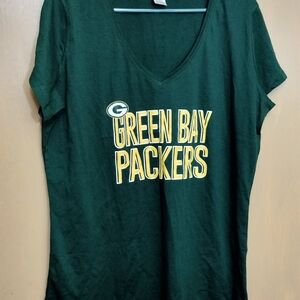 NFL Green Bay Packers Women's V-Neck Tee with Yellow Logo